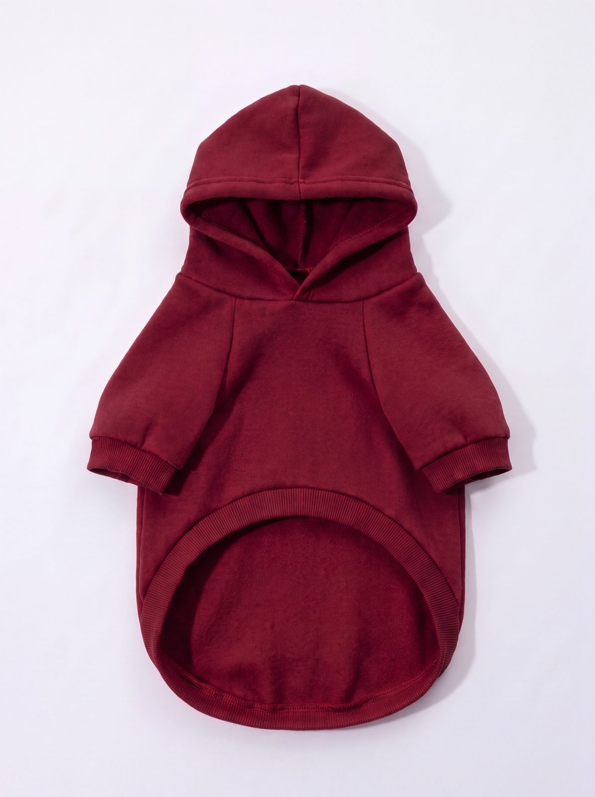 Sweat à capuche chien bordeaux avec poche, vue de face