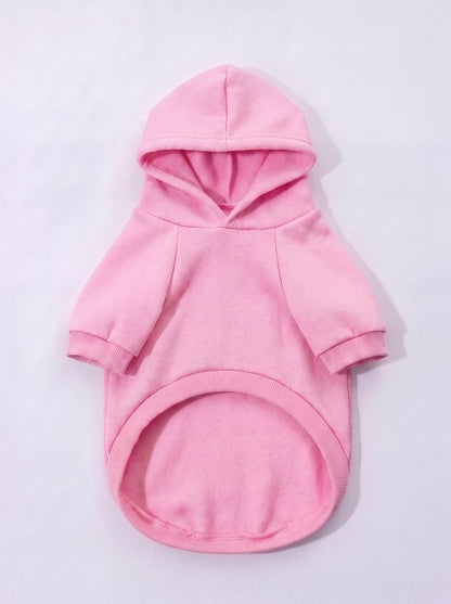 Sweat à capuche chien rose avec poche, vue de face