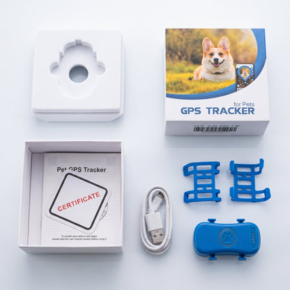 Traceur GPS chien sans abonnement, pack complet avec clips silicone, câble USB et manuel